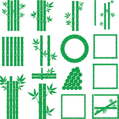 Collection of Green Bamboo Illustrations Frames, Borders, and Elements
