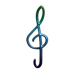 Fototapeta premium 3d treble clef. Hand drawn musical symbol. Single element for print, web, design, decor, logo