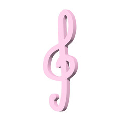 Fototapeta premium 3d treble clef. Hand drawn musical symbol. Single element for print, web, design, decor, logo