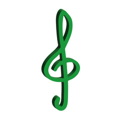 Fototapeta premium 3d treble clef. Hand drawn musical symbol. Single element for print, web, design, decor, logo