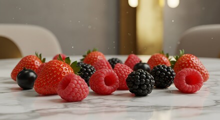 Fresh Raspberries Strawberries Blackberries Summer Berries Delicious Fruit Healthy Dessert