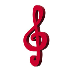 Fototapeta premium 3d treble clef. Hand drawn musical symbol. Single element for print, web, design, decor, logo