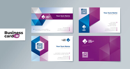 A set of professionally designed two-sided business card templates with modern purple & blue geometrics on a white background – Modern Geometric Design to Make Your Brand Stand Out with Style