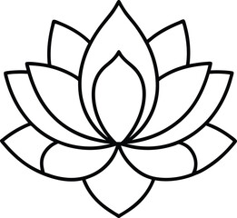Simple lotus blossom in clean black line style