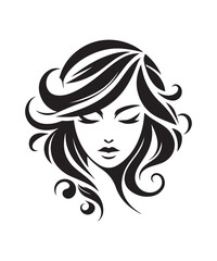 Beauty woman Face and hair style logo vector, woman Face vector illustration.