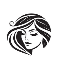 Beauty woman Face and hair style logo vector, woman Face vector illustration.