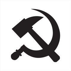 Hammer and Sickle Silhouette Symbol Icon for Political and Historical Concepts