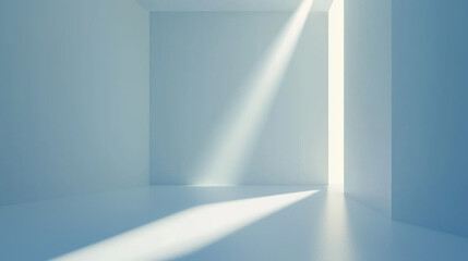 Fototapeta premium Light visual background in Gallabox style clean white with soft blue tones and a gentle light source from side to middle. 