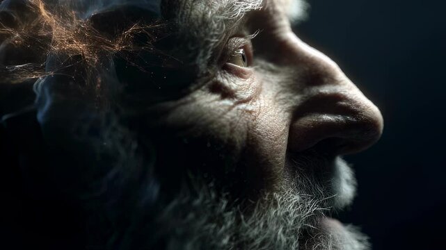 Elderly man's neural network gradually fading, visualizing progressive brain connections deteriorating in neurological progression of memory loss