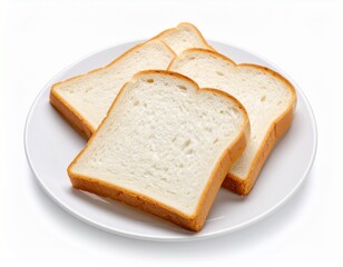 Three Slices of White Bread on a White Plate
