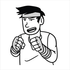 Lineart MMA Fighter Sports Avatar Minimalist Lineart Style