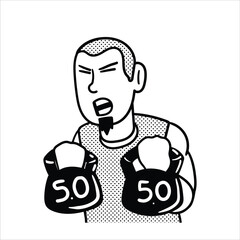 Lineart Kettlebell Curl Sports Avatar Minimalist Lineart Style