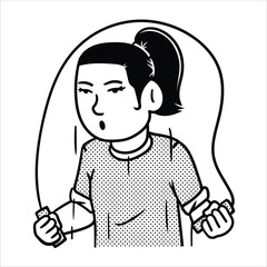 Lineart Skipping Rope Sports Avatar Minimalist Lineart Style