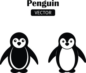 Cute Penguin Vector Cartoon Illustration on White Background