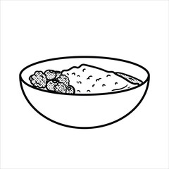 Lineart Oatmeal Icon Minimalist Lineart Style