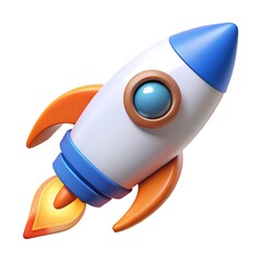 3d Toy rocket isolated on white background