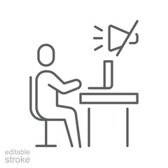 Remote worker camera off icon Outline symbol of person disabling video during online meeting due to stress fatigue or burnout in thin line style