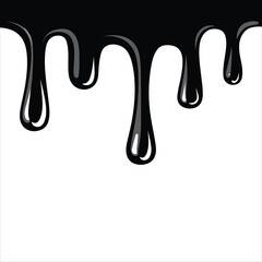 Dripping Liquid Vector Silhouette - Black Ink, Paint, or Oil Drips Isolated on White Background