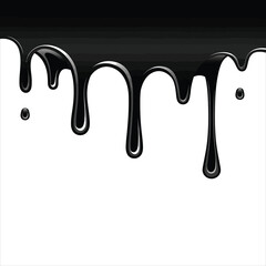 Dripping Liquid Vector Silhouette - Black Ink, Paint, or Oil Drips Isolated on White Background