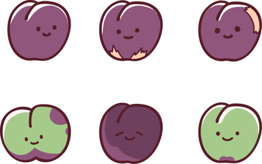 規格品と訳ありのすもものイラストセット