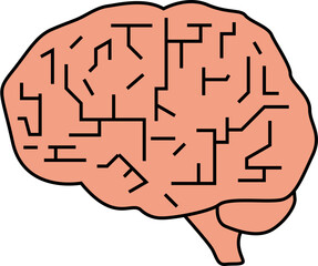 AI Brain Network Vector Illustration with Connected Nodes