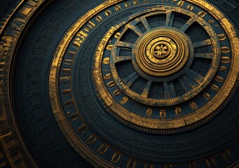 Fototapeta premium Intricate Geometric Design with Gold Accents and Dark Background