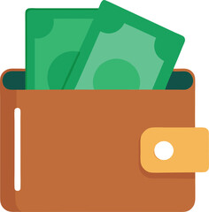 Wallet with Cash on white background