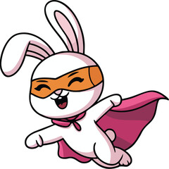Superhero Rabbit Cartoon Vector 