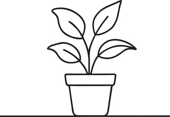 Continuous one line art illustration of house plant.