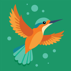Common kingfisher in flight wings spread banner ad design