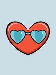 A charming heart-shaped design featuring stylish heart-shaped sunglasses perfect for Valentine's Day branding, logos, and adorable apparel designs.
