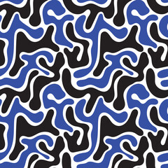 Bold abstract seamless pattern with organic fluid shapes, a dynamic and modern graphic design