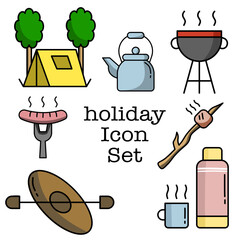 set of icons for camping