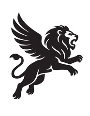 Obraz premium silhouette of flying lion with wings 