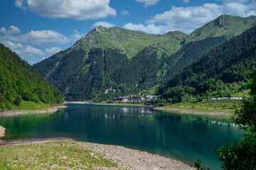 view of Artouste village in the french Pyrenees mountains