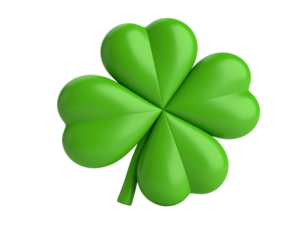 3D clay clover icon symbolizing luck and nature isolated on white background