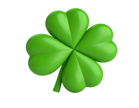 3D clay clover icon symbolizing luck and nature isolated on white background