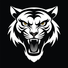 Close up of a snarling tiger face vector graphic