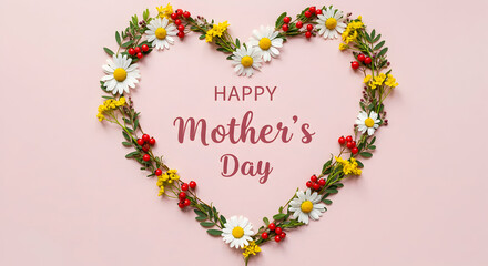 Happy Mothers Day Heart Shaped Flower Wreath
