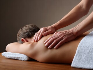 Precision Thai Massage Technique on Shoulder Blade in Serene Spa Environment - Photorealistic Close Up
