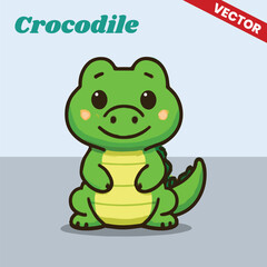 Adorable Cartoon Crocodile Vector Illustration Cute Jungle Animal Character in Flat Style for Kids and Educational Projects