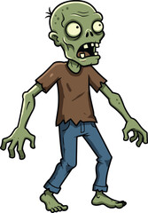 Scary cartoon zombie character, creepy undead illustration, green monster vector, horror creature design, walking dead art