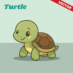 Adorable Cartoon Turtle Vector Illustration Cute Jungle Animal Character in Flat Style for Kids and Educational Projects