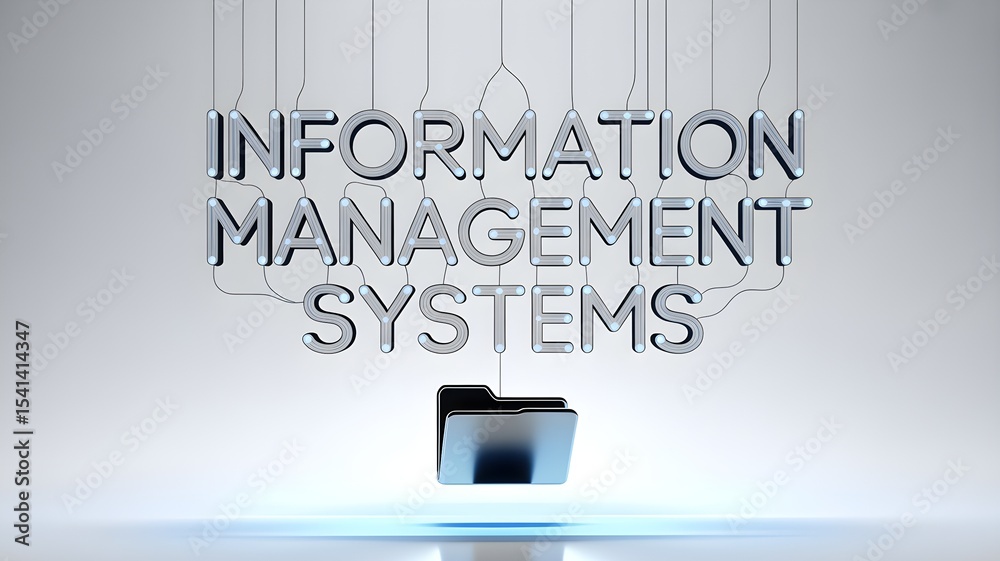 Poster a floating folder symbolizes data organization in information management systems.