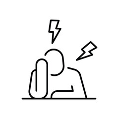 Headache stress icon Outline editable symbol showing person suffering mental pressure burnout fatigue related to remote work