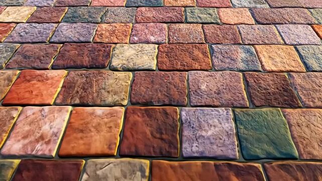 Colorful cobblestone pavement