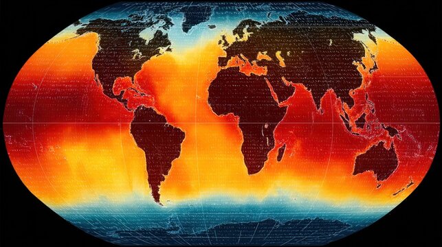 Global temperature map of ocean surface temperatures.