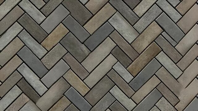Herringbone pattern of rectangular tiles in muted tones