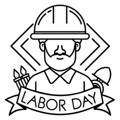 Labor Day (USA) line art vector