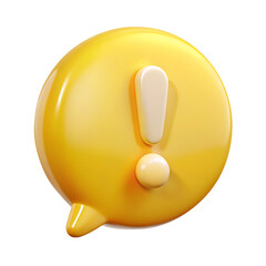 3d yellow speech bubble exclamation mark isolated on transparent background